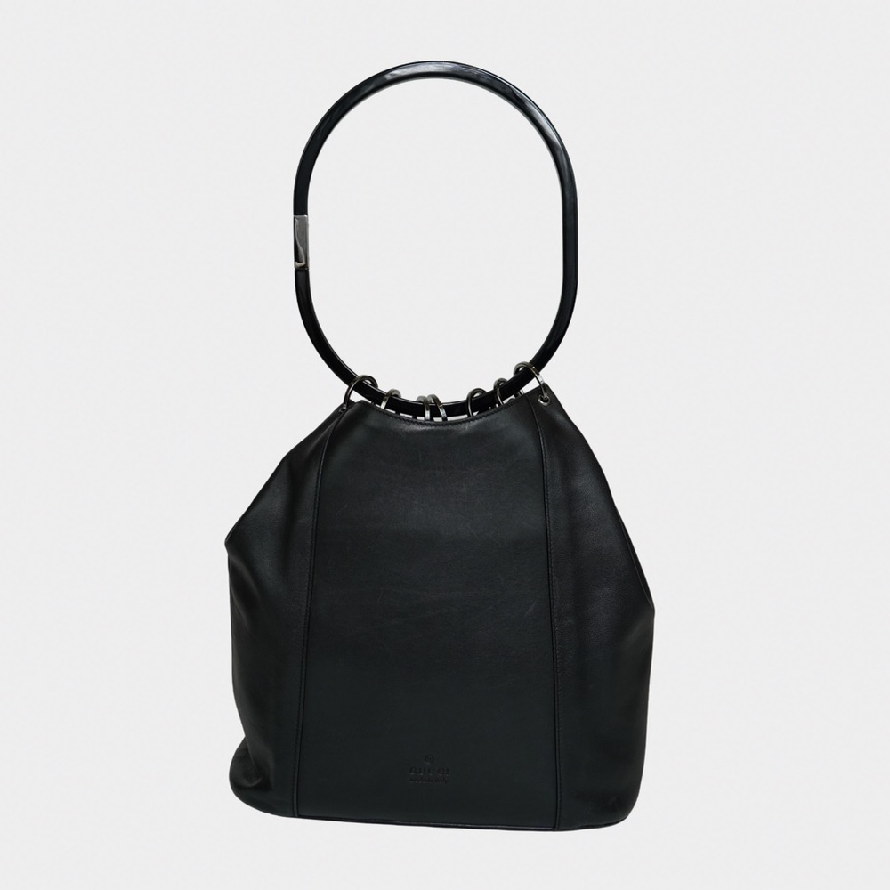 Gucci F/W 1999 Tom Ford Black Hoop Handle Bucket Bag